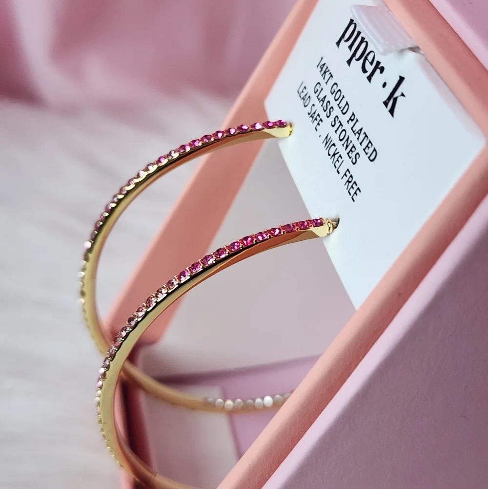 Piper K Pink and Gold Ombre Hoop Earrings